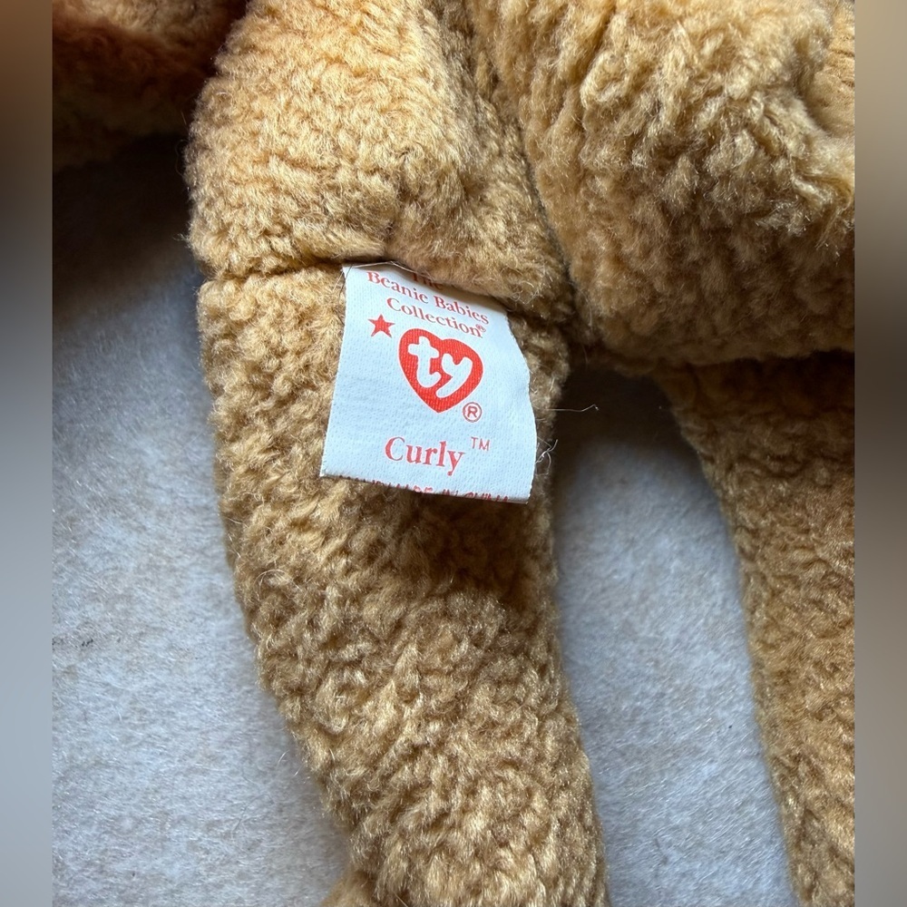 Vintage Rare Ty Beanie Babies Curly The Teddy Bear Plush Kids Toy 1993 Error - Picture 7 of 10